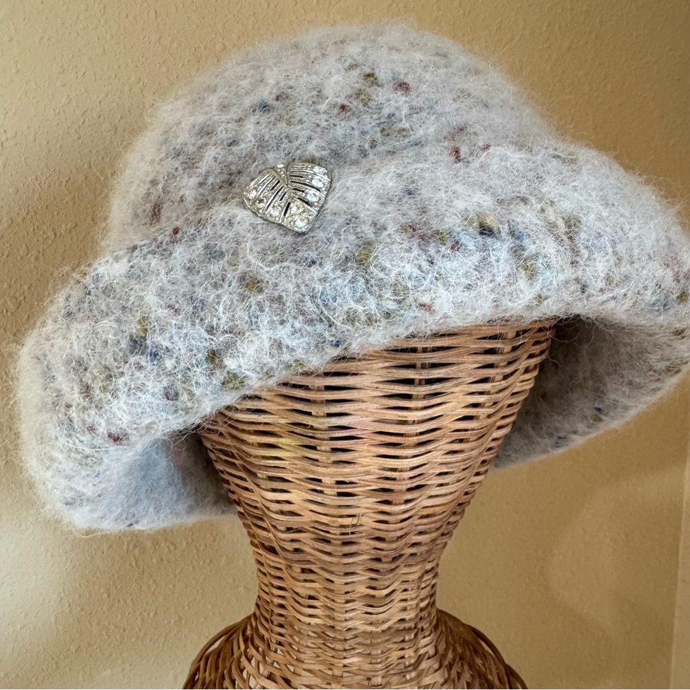 Hand knit felted WOOL ladies hat, Size large, waterproof and very warm!